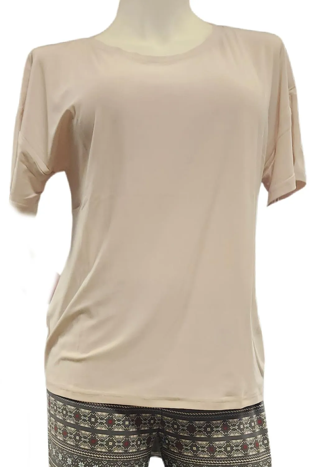 Cool Girl Just Being Me Short Sleeve Top, Beige (C124103)